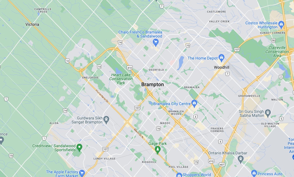 Brampton neighbourhoods map